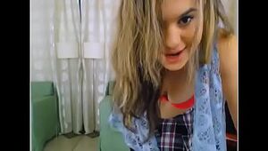 LittleTeenBB Riley dirty striptease, showing bra, then putting on schoolgirl skirt, teasing with tights and heels, and then topless showing tits